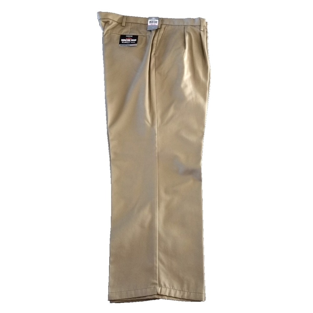 Dockers Signature Khaki Pants Tan 100% Cotton Relaxed Fit Pleated Mens 40x30 NWT